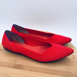 Rothys The Point Womens Shoes 10 Red Woven Textile Slip On Casual Ballet Flats